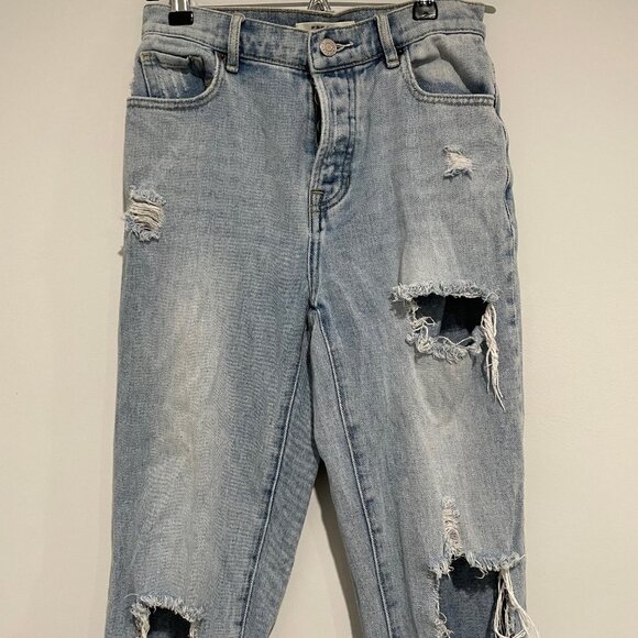 PacSun Los Angeles Denim Ripped Jeans High Rise Straight Size 24 - Picture 2 of 8